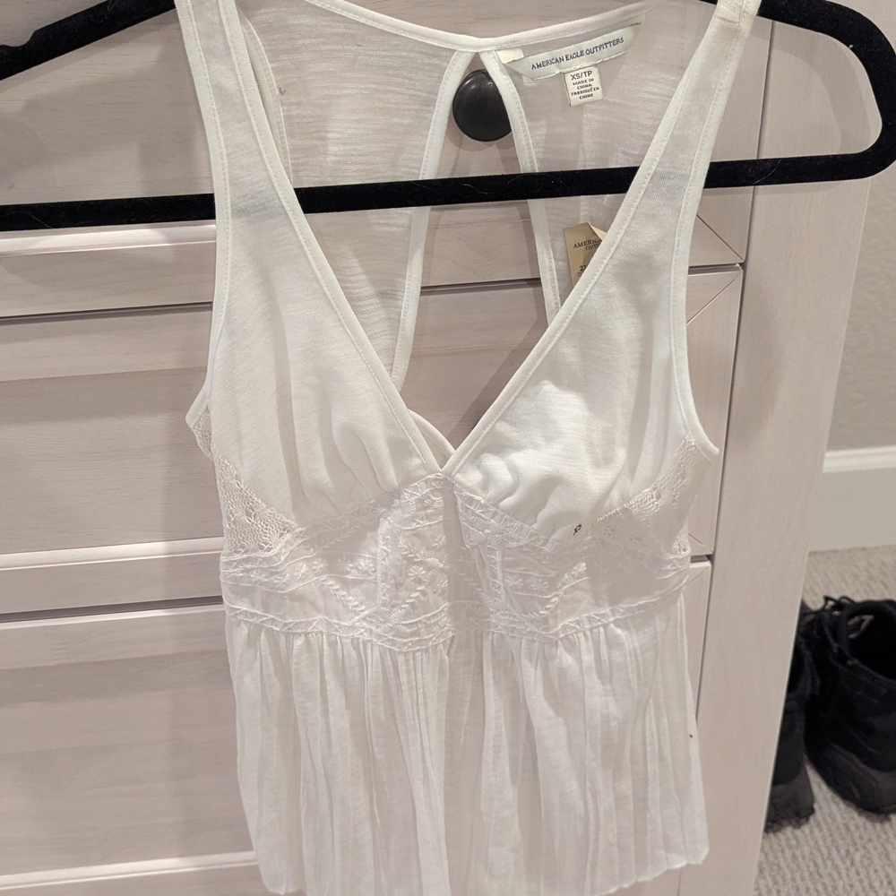 American Eagle Outfitters White Sleeveless Top